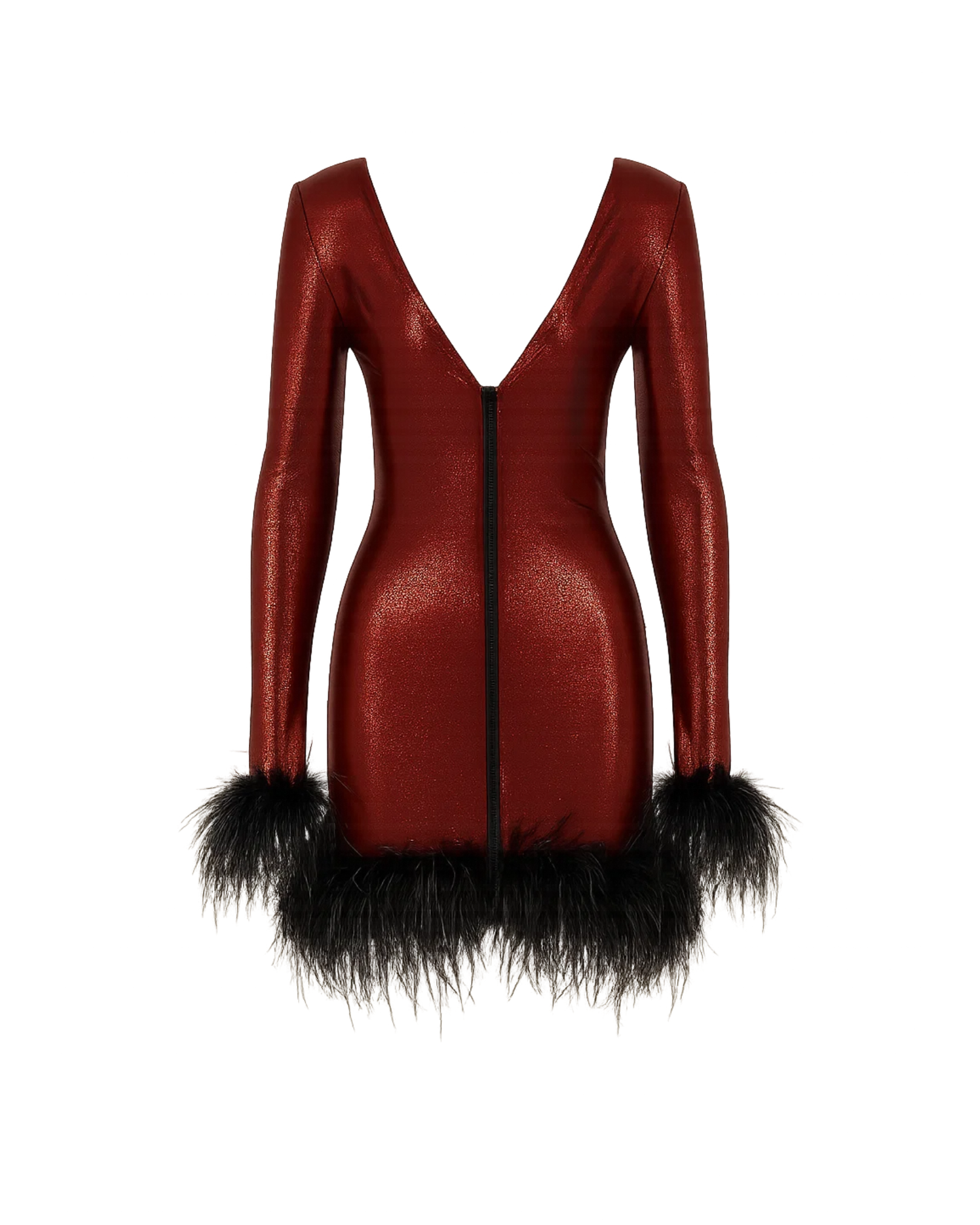 Bere Mini Boa Dress in Ruby Red