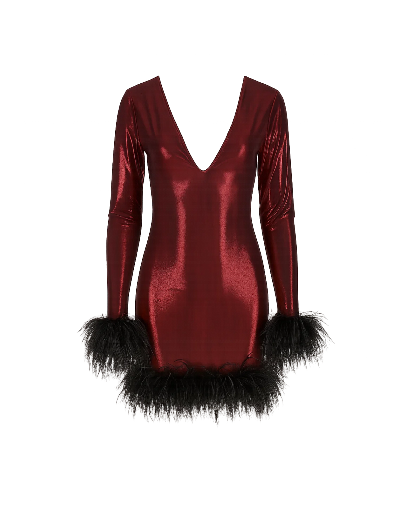 Bere Mini Boa Dress in Ruby Red