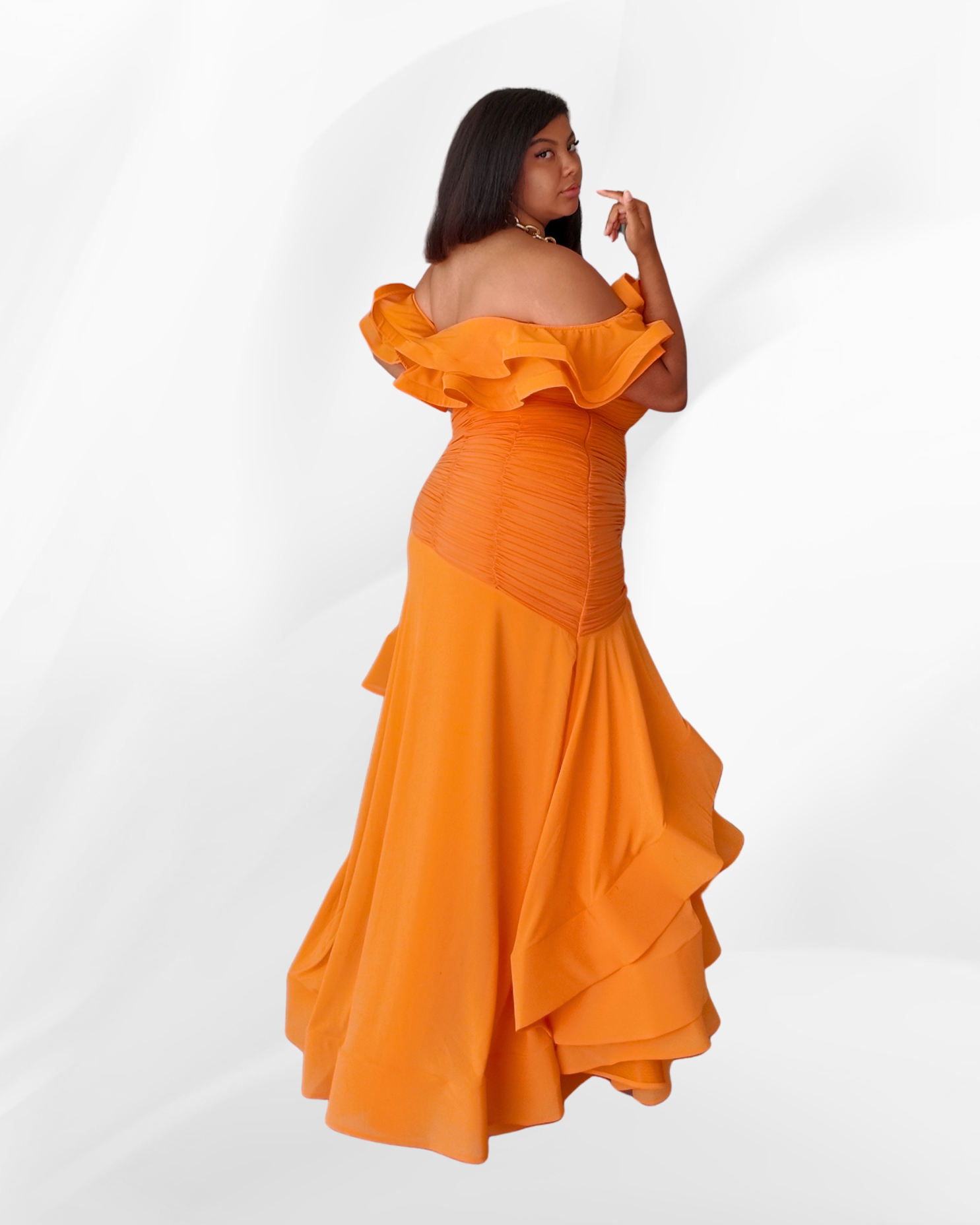 Hera Maxi Dress With Slit in Tangerine
