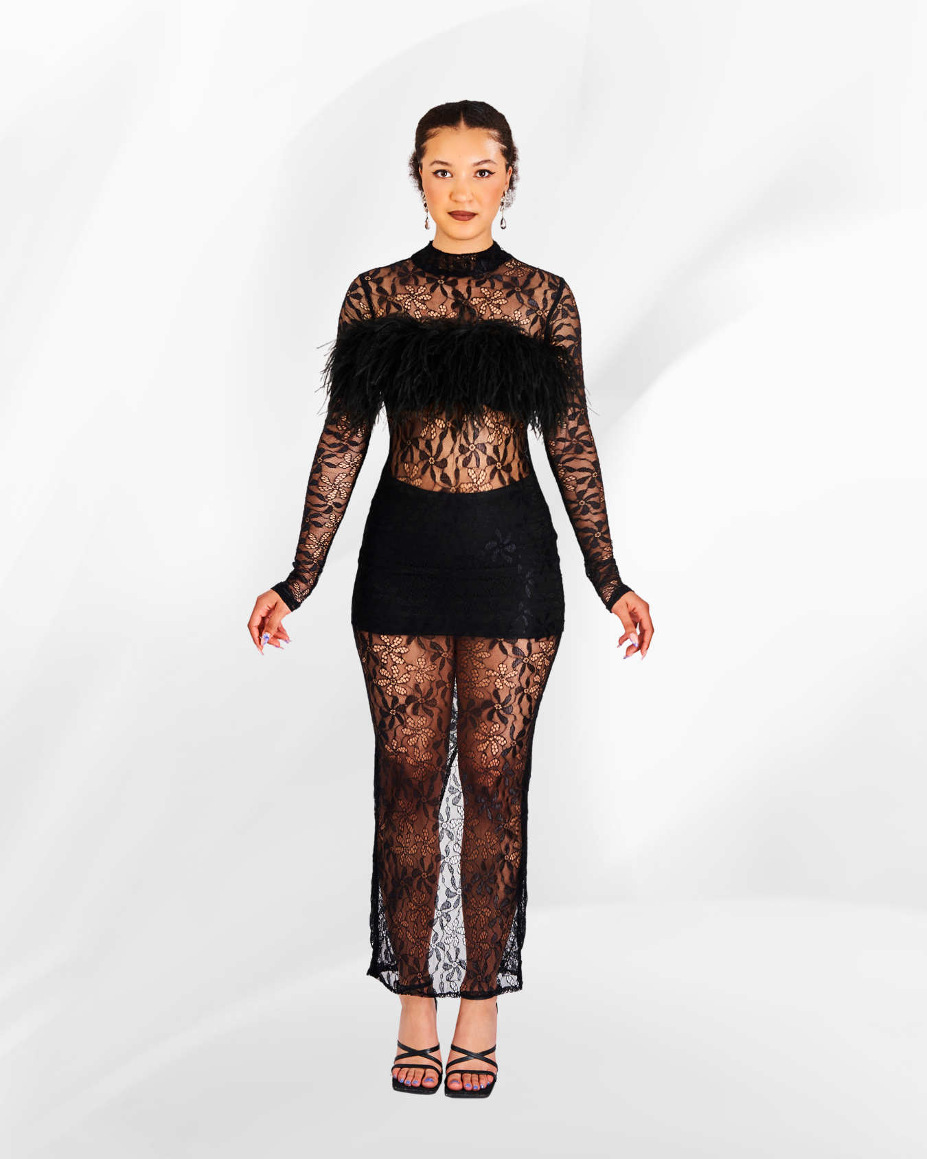 Aega Maxi Lace Dress in Noir