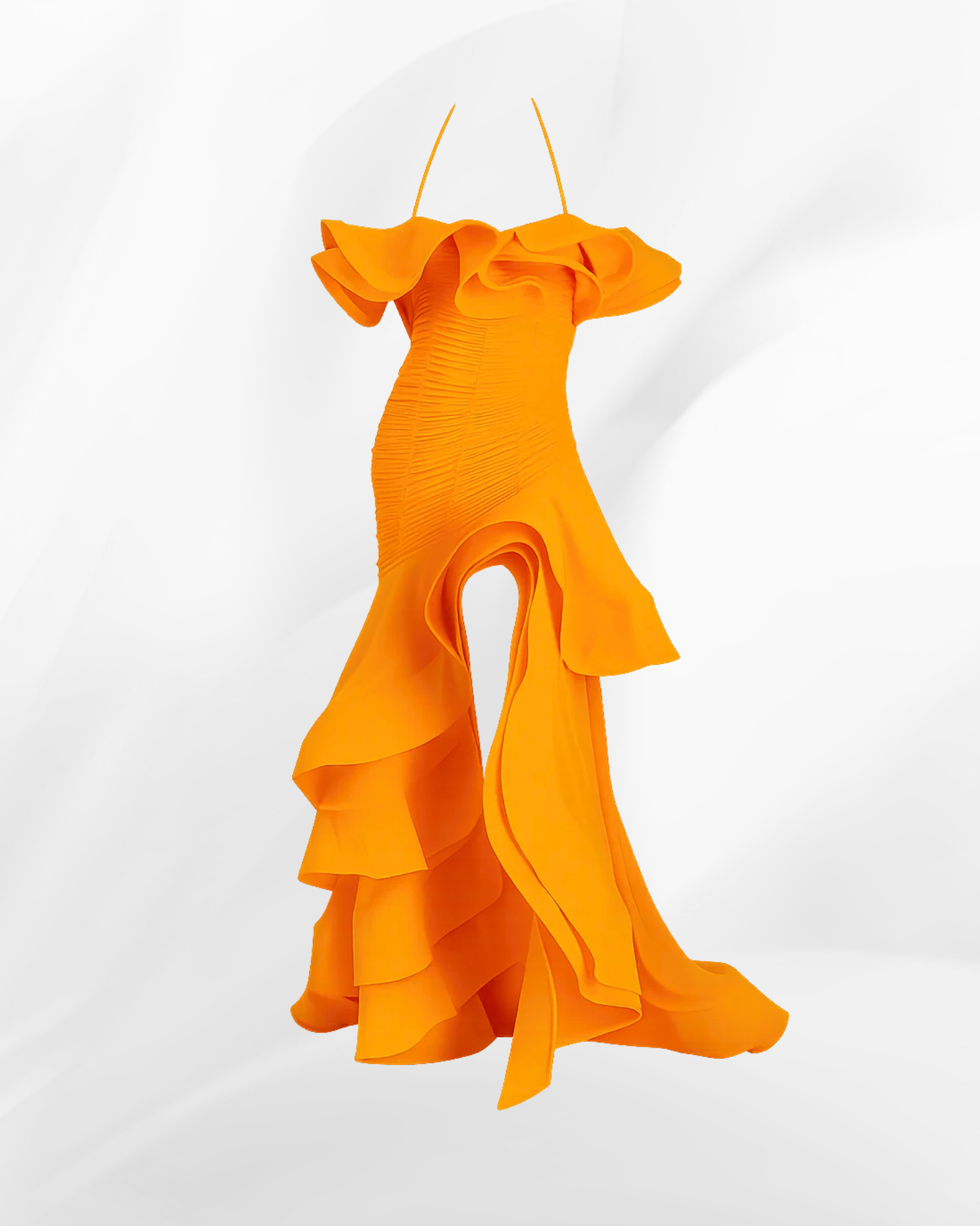 Hera Maxi Dress With Slit in Tangerine