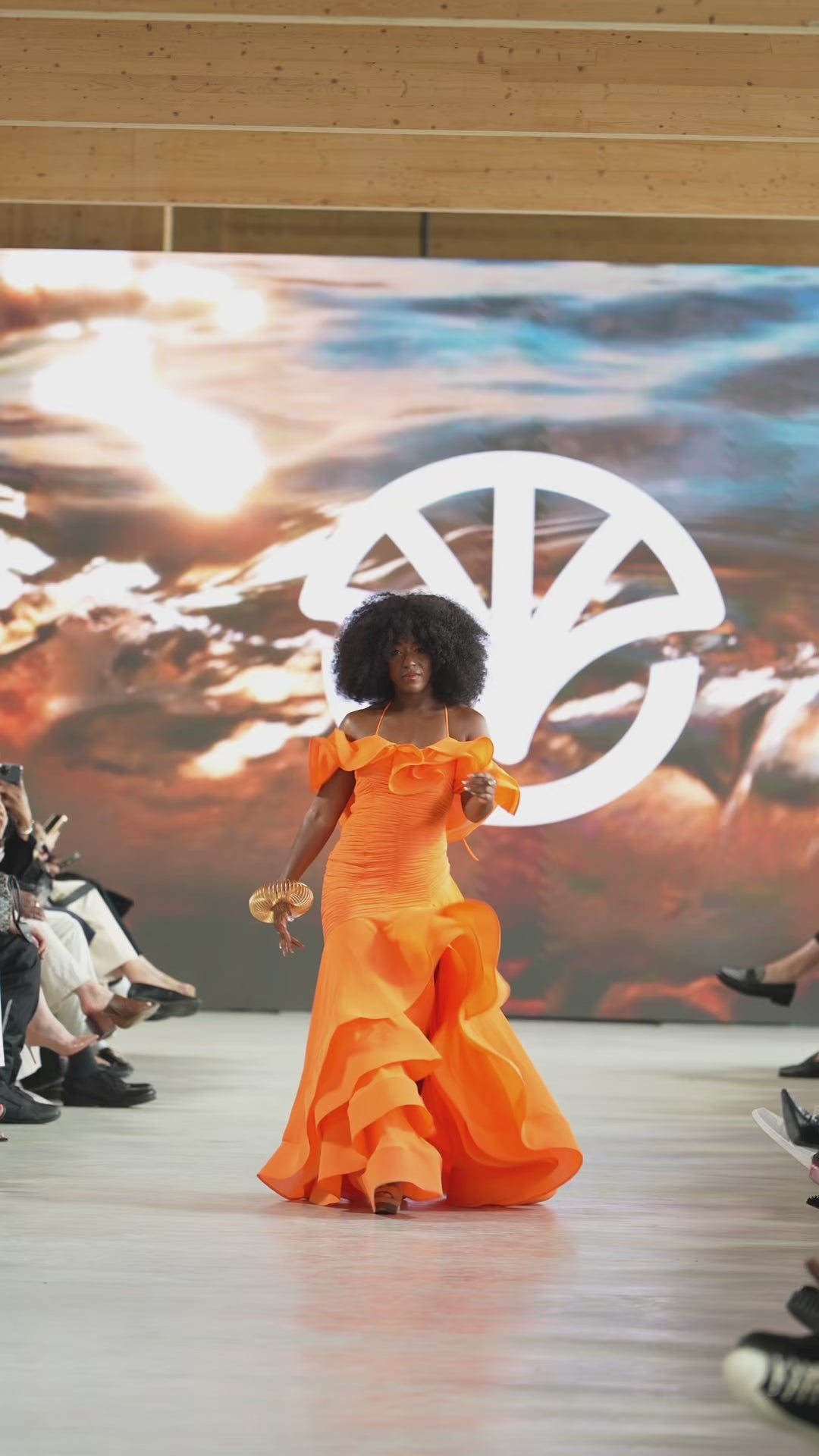 Hera Maxi Dress With Slit in Tangerine