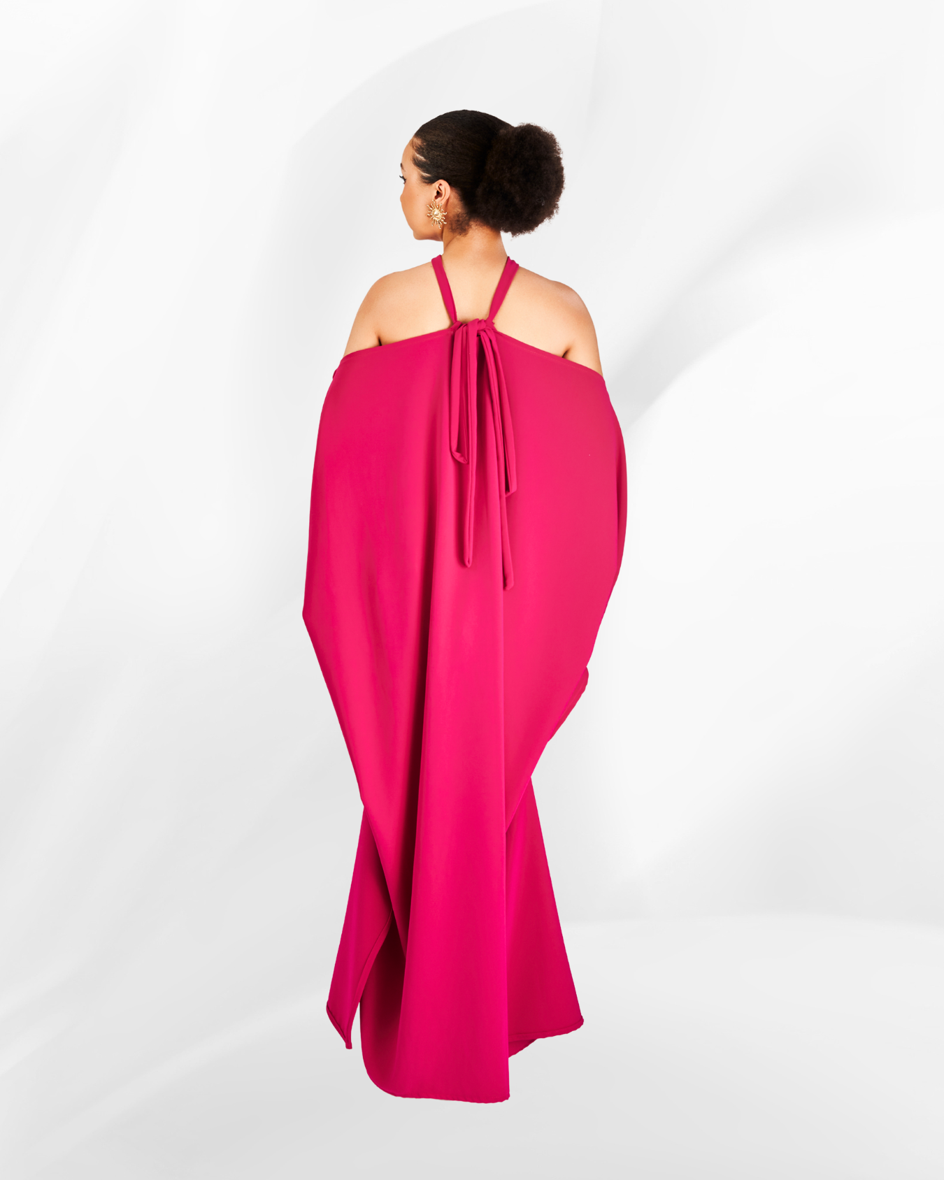 Nura Off-Shoulder Logo Dress in Fuchia Pink