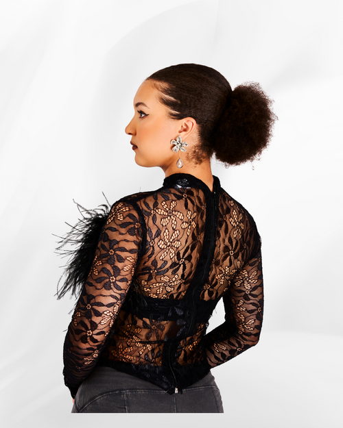 Aega Lace Top in Noir