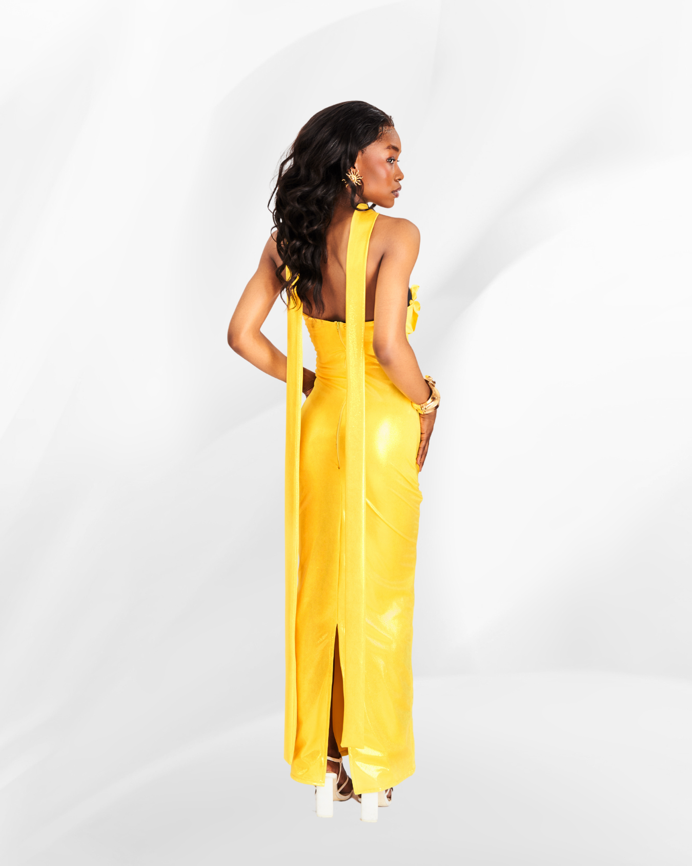 Mich Maxi Bandeau Dress in Butter Yellow