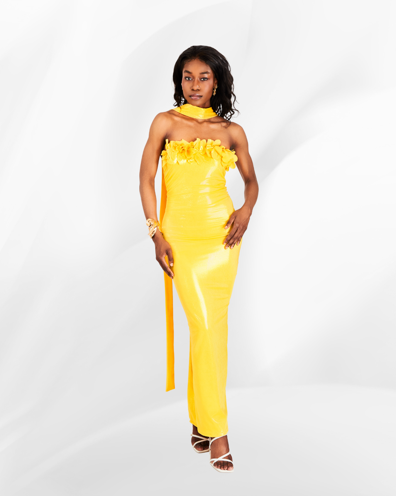 Mich Maxi Bandeau Dress in Butter Yellow
