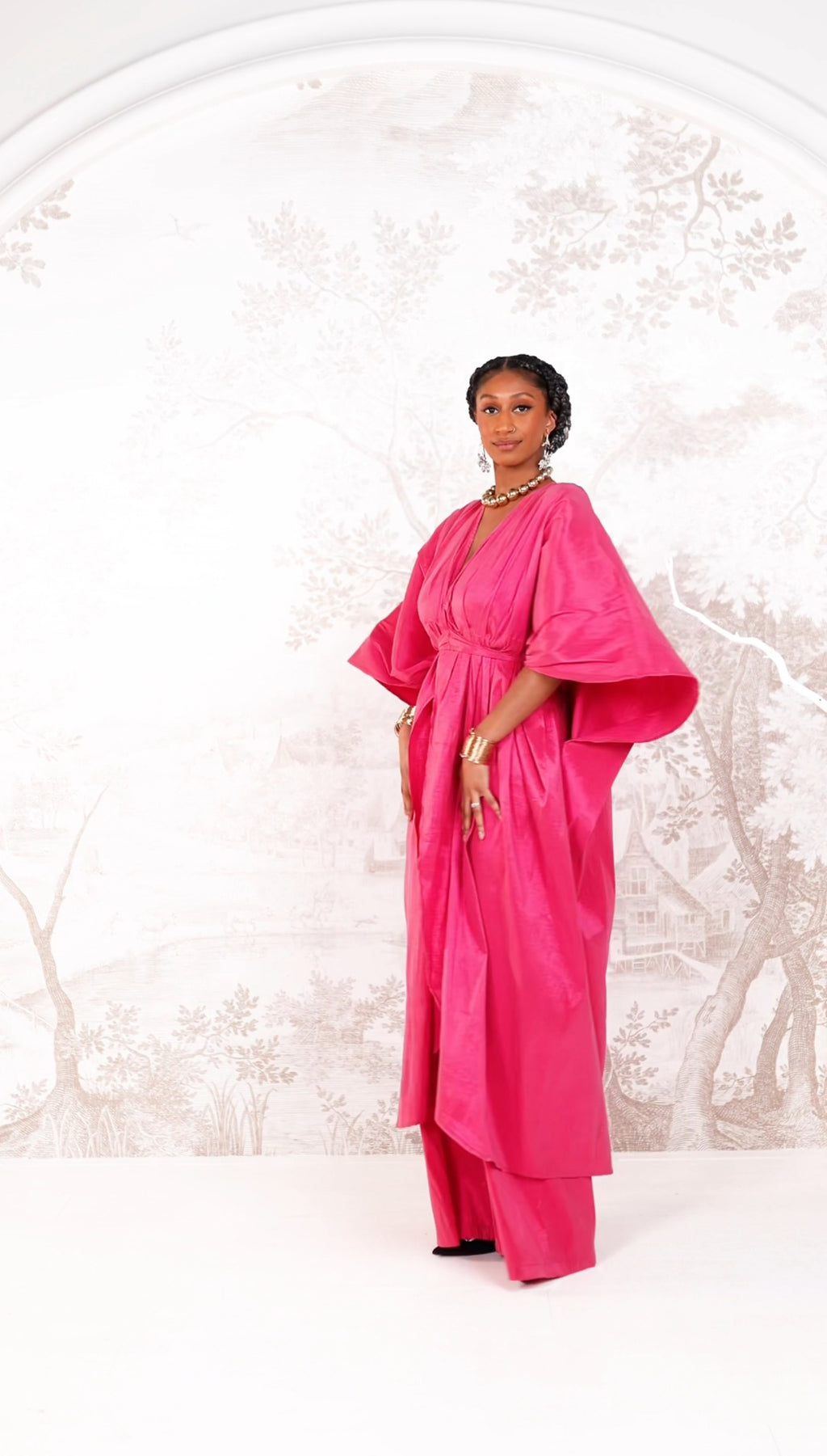Nigo Kaftan Set- Fuchsia