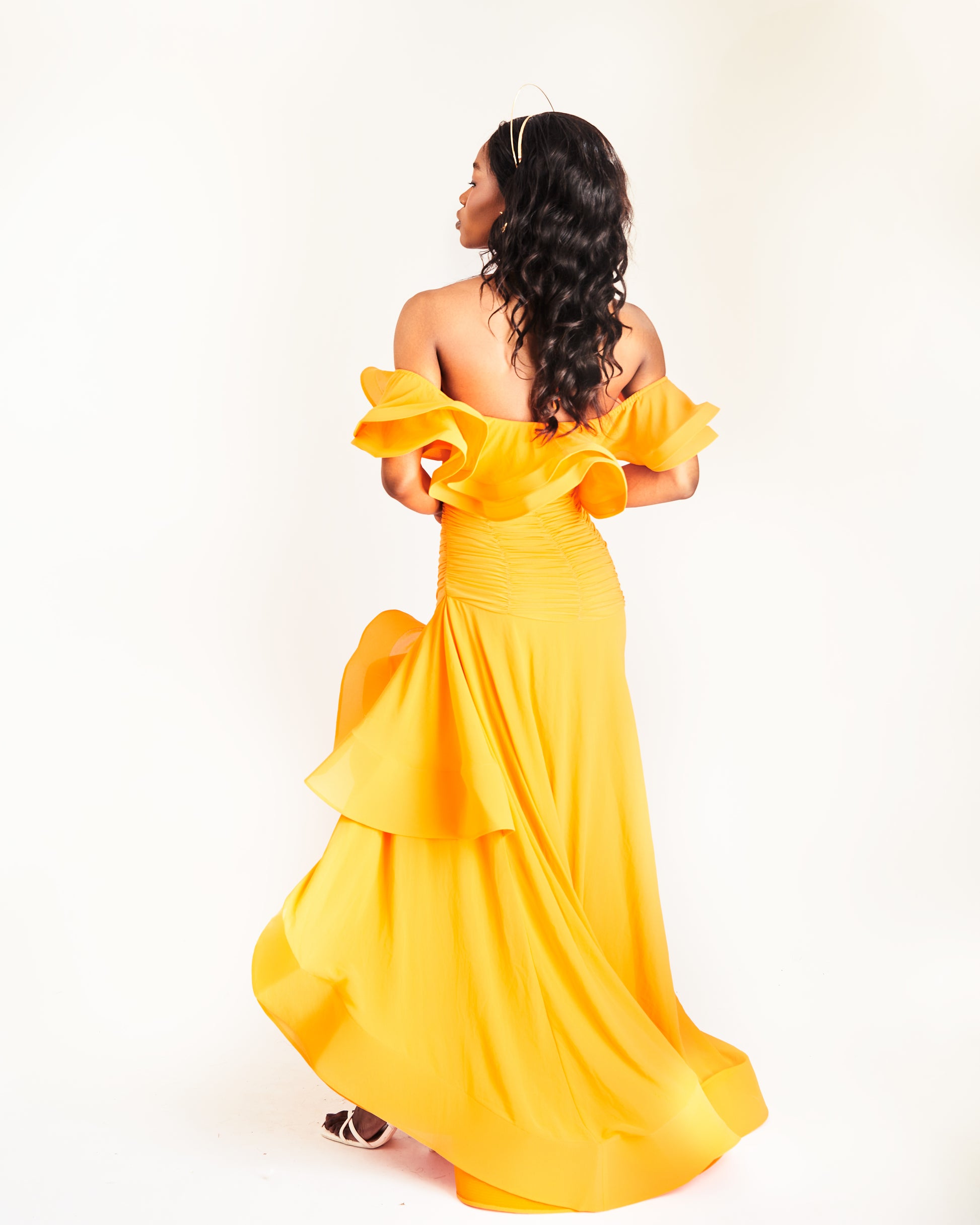 Hera Maxi Dress With Slit in Tangerine