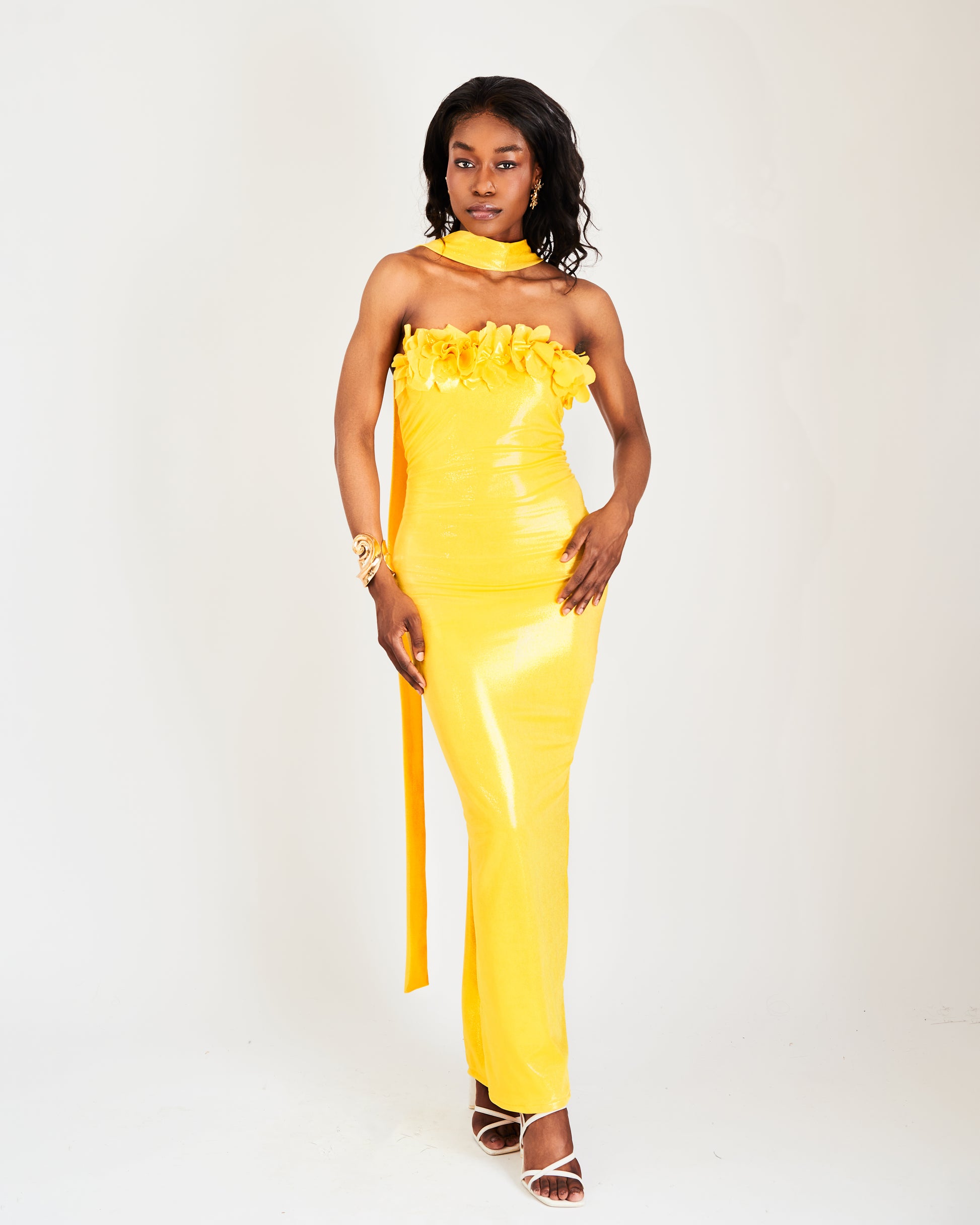 Mich Maxi Bandeau Dress in Butter Yellow
