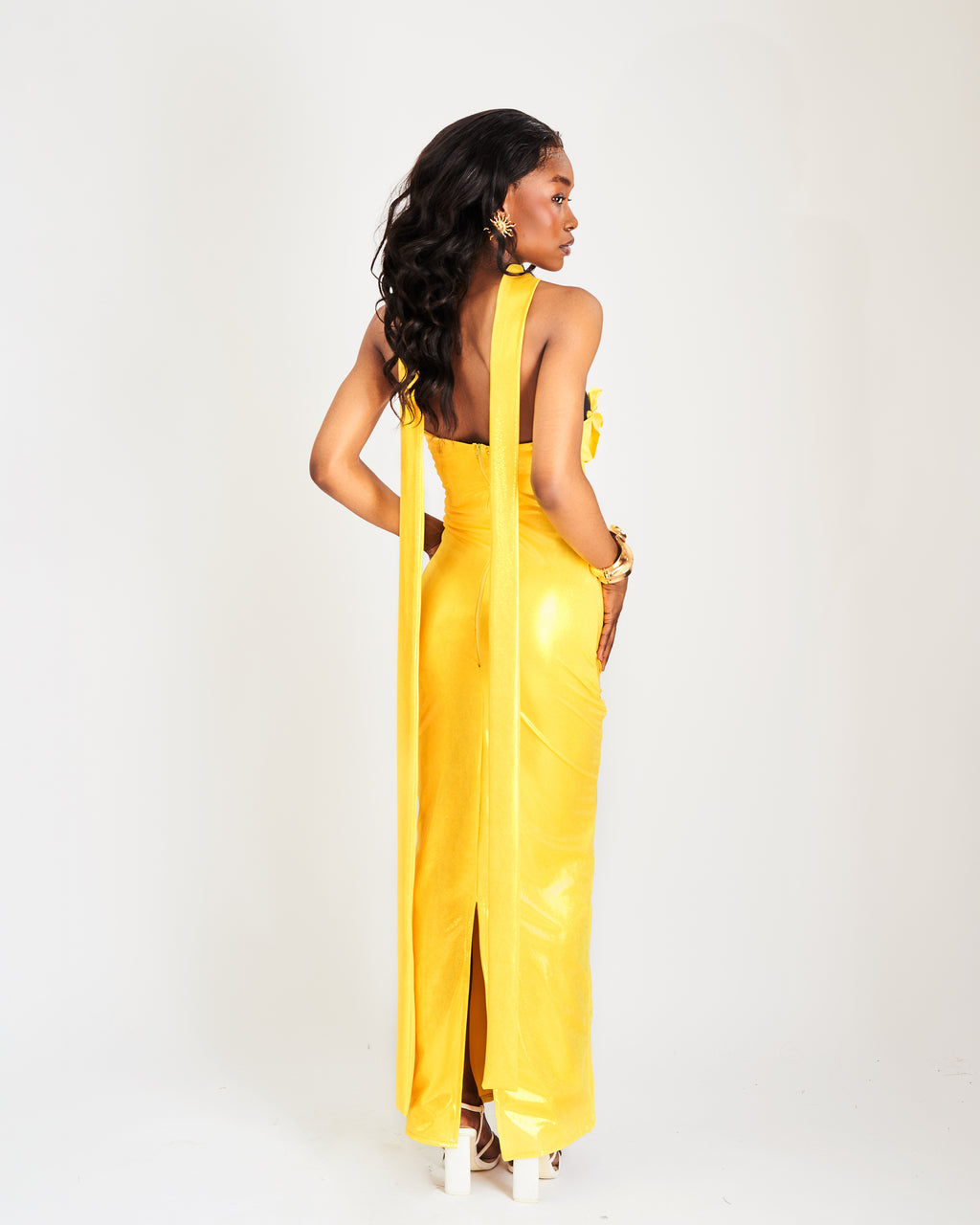 Mich Maxi Bandeau Dress in Butter Yellow