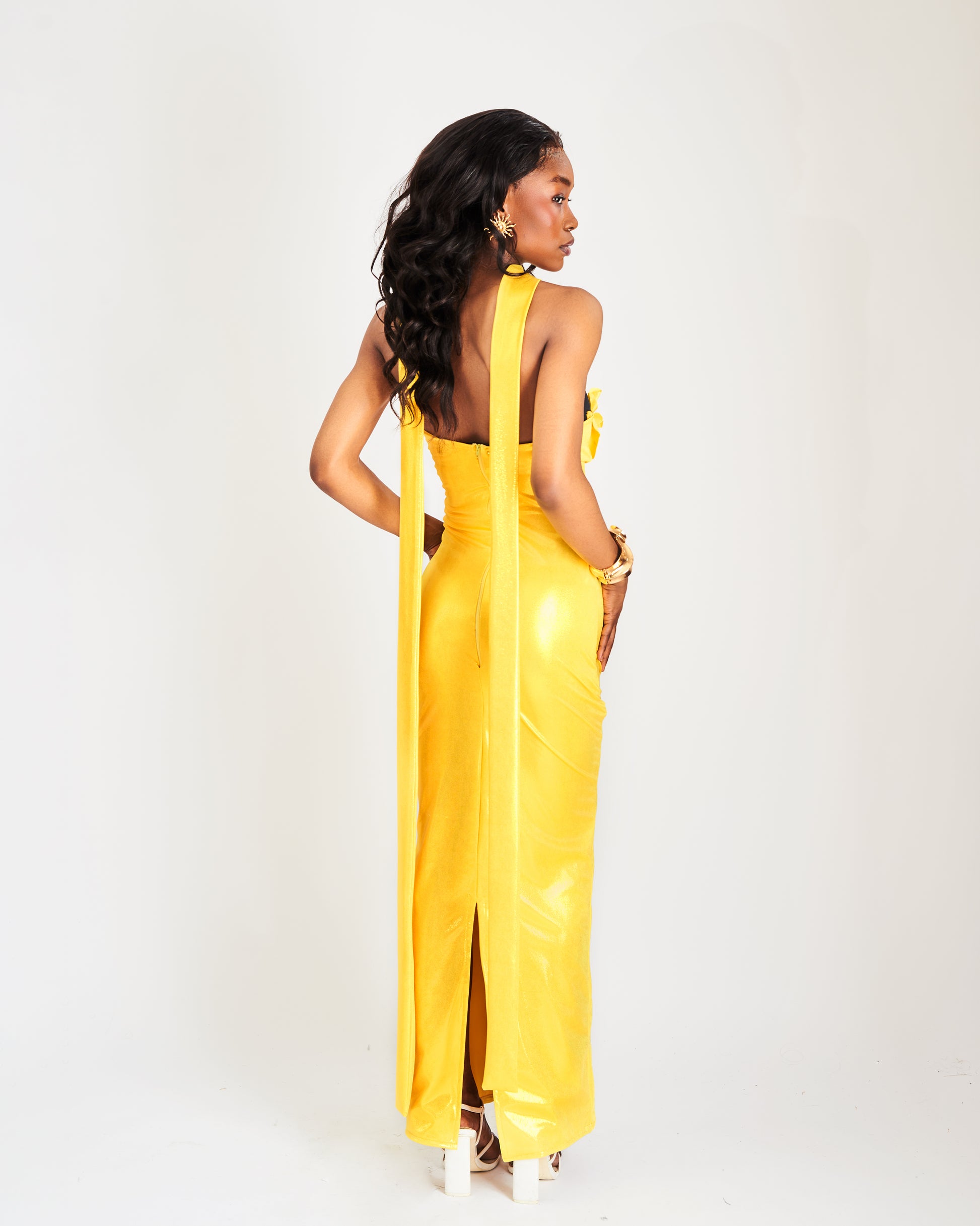 Mich Maxi Bandeau Dress in Butter Yellow