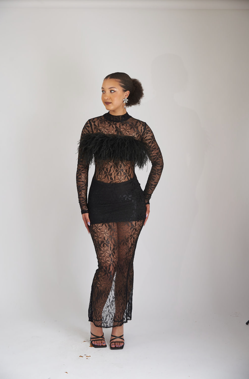Aega Maxi Lace Dress in Noir