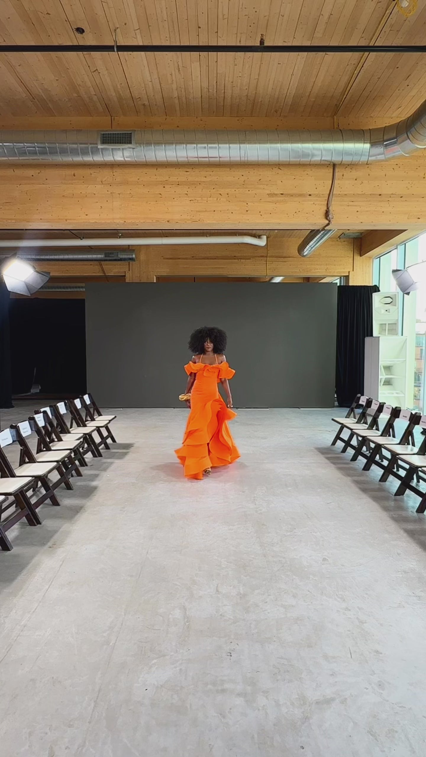 Hera Maxi Dress With Slit in Tangerine